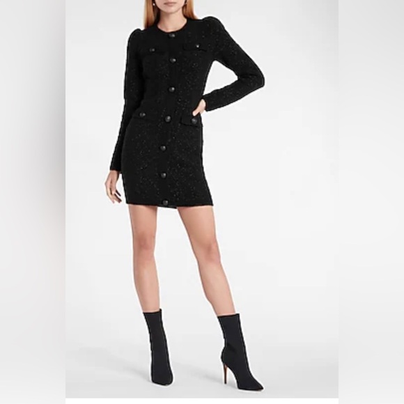 NWT Button Front Mini Sweater Dress - Picture 1 of 1